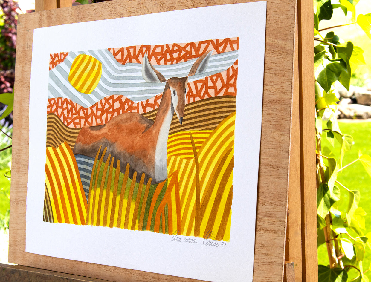 A Doe by Javier Ortas |  Side View of Artwork 