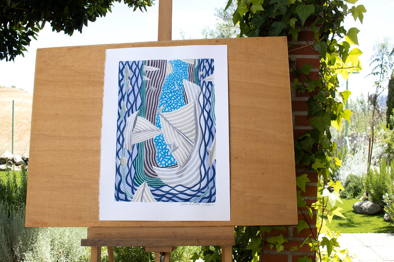 Sailboats at Sea by Javier Ortas |  Context View of Artwork 