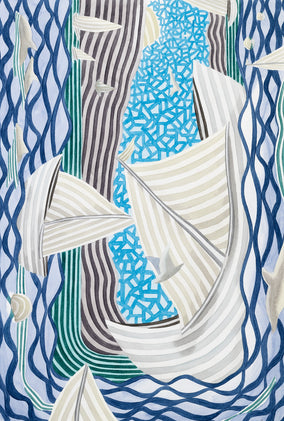 Original art for sale at UGallery.com | Sailboats at Sea by Javier Ortas | $1,900 | watercolor painting | 27.5' h x 19.5' w