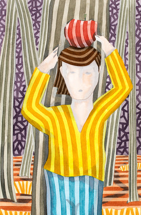 Original art for sale at UGallery.com | William Tell’s Son by Javier Ortas | $1,175 | watercolor painting | 19.68' h x 13.77' w