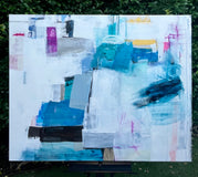 Original art for sale at UGallery.com | Standing in Motion by Jennifer Hanson | $2,875 | mixed media artwork | 48' h x 60' w | thumbnail 4