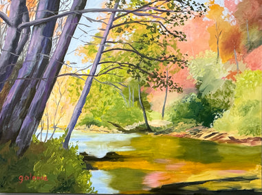 acrylic painting by JoAnn Golenia titled Fall Morning