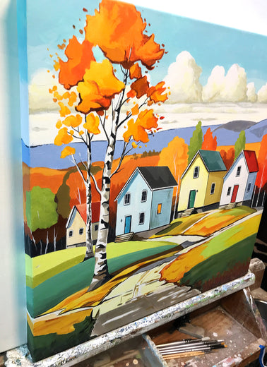 Cabins in the Woods by John Jaster |  Side View of Artwork 