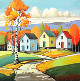 Original art for sale at UGallery.com | Cabins in the Woods by John Jaster | $850 | acrylic painting | 20' h x 20' w | thumbnail 1