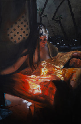 Original art for sale at UGallery.com | Interior, Sunset by John Kelly | $3,500 | oil painting | 32' h x 21' w