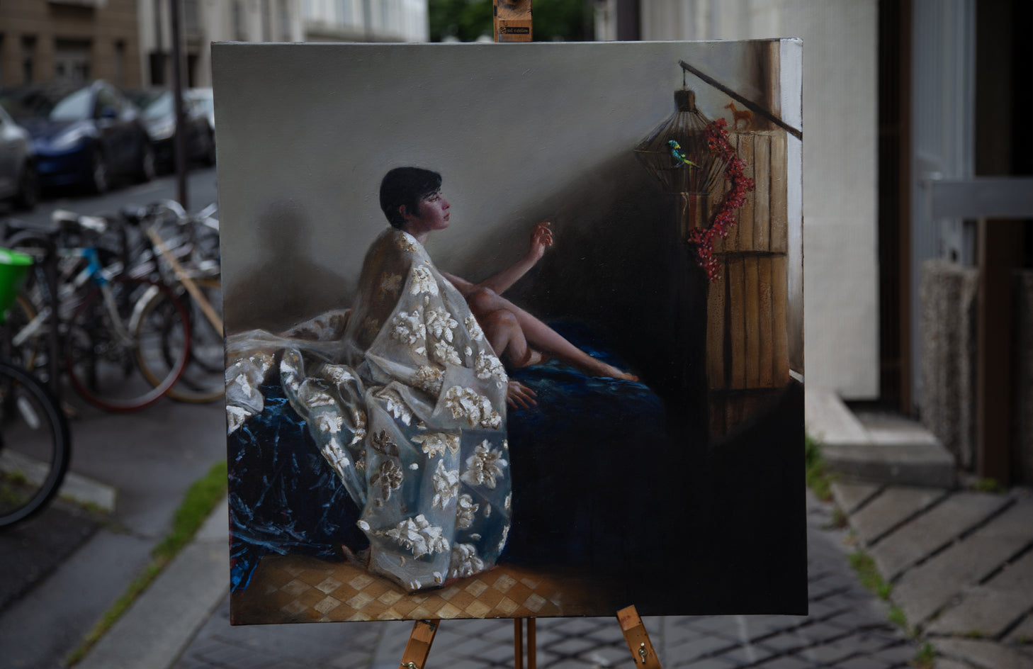 Woman with Caged Bird by John Kelly |  Context View of Artwork 