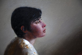 Woman with Caged Bird by John Kelly |   Closeup View of Artwork 