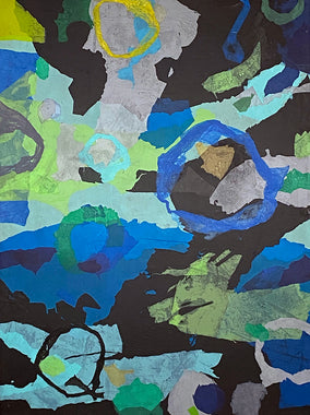 Original art for sale at UGallery.com | Twice in a Blue Moon by Johnny Karwan | $2,400 | mixed media artwork | 48' h x 36' w