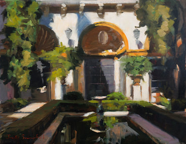 oil painting by Jonelle Summerfield titled Courtyard in Seville