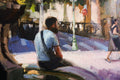 Original art for sale at UGallery.com | People Watching in Aix en Provence by Jonelle Summerfield | $800 | oil painting | 16' h x 16' w | thumbnail 4