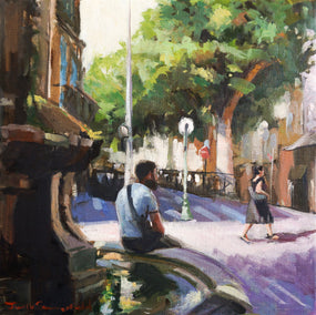 oil painting by Jonelle Summerfield titled People Watching in Aix en Provence