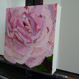 Original art for sale at UGallery.com | Pink Rose by Judy Mackey | $325 | oil painting | 8' h x 8' w | thumbnail 2