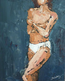 Original art for sale at UGallery.com | White Jockey by Judy Mackey | $350 | oil painting | 10' h x 8' w | thumbnail 1