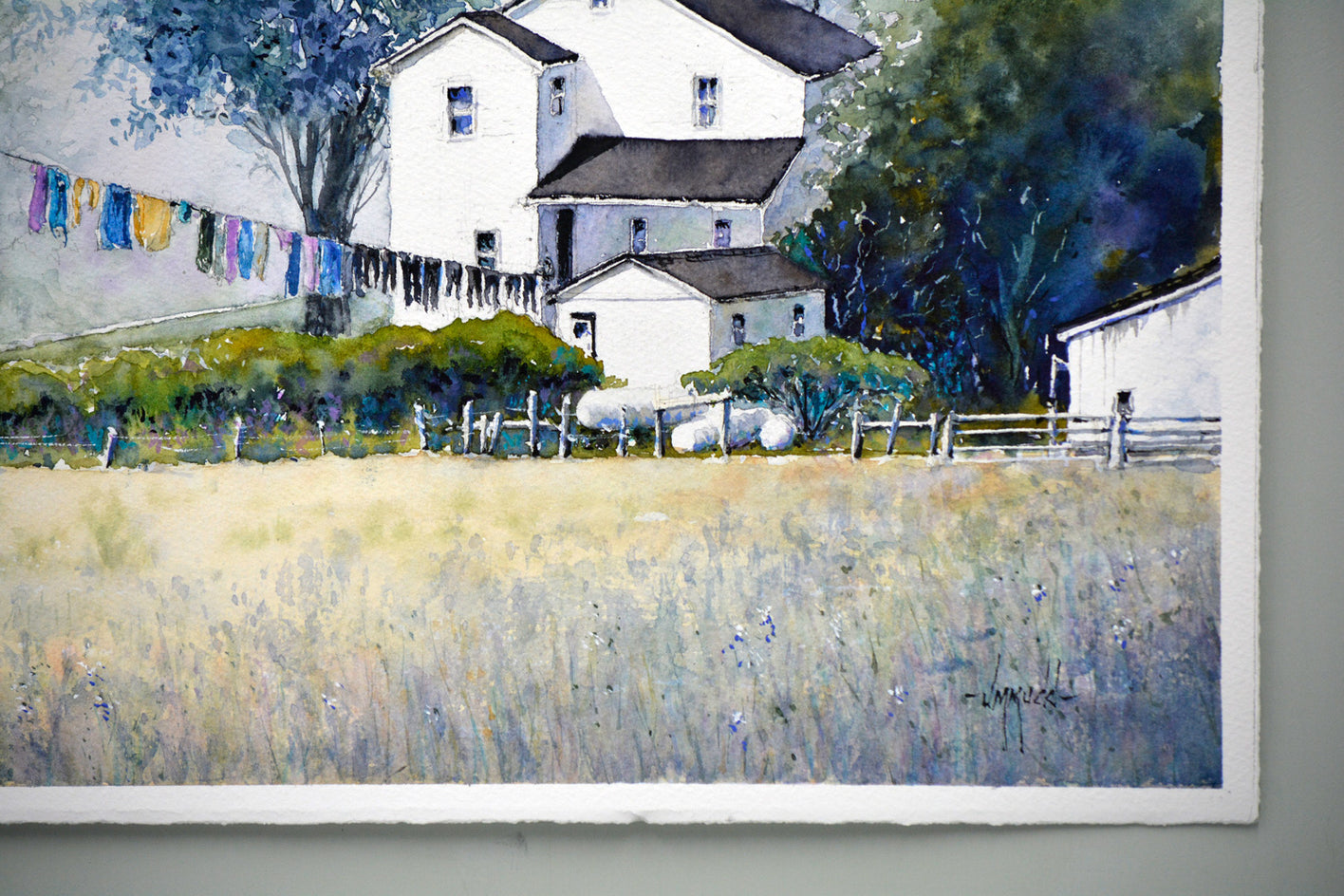 Morning Laundry by Judy Mudd |  Side View of Artwork 