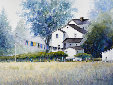 watercolor painting by Judy Mudd titled Morning Laundry