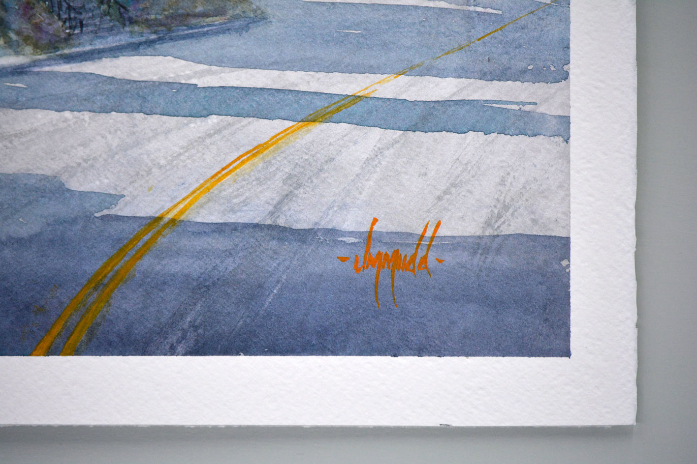 Yellow Houses by Judy Mudd |  Side View of Artwork 