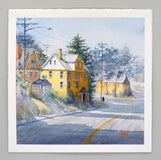 Original art for sale at UGallery.com | Yellow Houses by Judy Mudd | $775 | watercolor painting | 14' h x 14' w | thumbnail 3