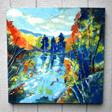 Original art for sale at UGallery.com | Wilson's Pond by Kip Decker | $2,400 | acrylic painting | 30' h x 30' w | thumbnail 3