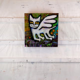 Original art for sale at UGallery.com | All Cats Go To Heaven II by Lee Smith | $375 | mixed media artwork | 12' h x 12' w | thumbnail 3