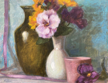 oil painting by Lisa Nielsen titled Lavender Pansy