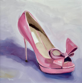 oil painting by Malia Pettit titled Valentino Peep Toe