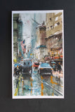 Original art for sale at UGallery.com | Fifth Avenue under the Rain by Maximilian Damico | $650 | watercolor painting | 12.5' h x 7.5' w | thumbnail 3