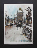 Original art for sale at UGallery.com | Prague Romantic Snow by Maximilian Damico | $1,100 | watercolor painting | 22' h x 17' w | thumbnail 3