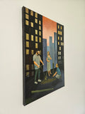 Original art for sale at UGallery.com | On the Roof by Michael Wedge | $325 | mixed media artwork | 16' h x 12' w | thumbnail 2