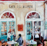 Original art for sale at UGallery.com | Morning at the Cafe by Nava Lundy | $2,200 | acrylic painting | 30' h x 30' w | thumbnail 1