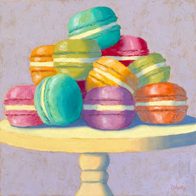 oil painting by Pat Doherty titled Assorted Macarons