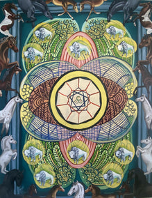 oil painting by Rachel Srinivasan titled 10 of Pentacles