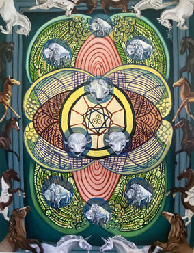 Original art for sale at UGallery.com | 9 of Pentacles by Rachel Srinivasan | $2,600 | oil painting | 48' h x 36' w