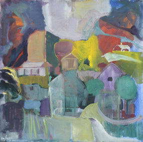 acrylic painting by Robert Hofherr titled Village Study