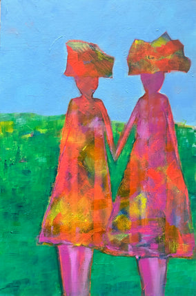 Original art for sale at UGallery.com | Blooming Together by Robin Okun | $1,700 | acrylic painting | 36' h x 24' w