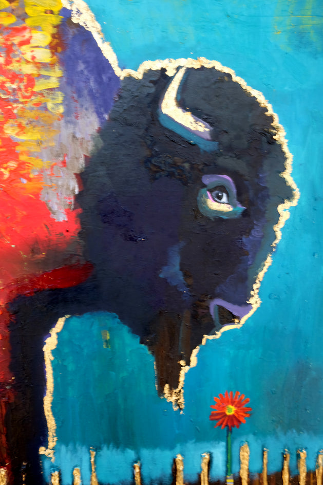 Red Flower by Scott Dykema |  Side View of Artwork 