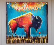 Original art for sale at UGallery.com | Red Flower by Scott Dykema | $2,700 | mixed media artwork | 36' h x 36' w | thumbnail 3