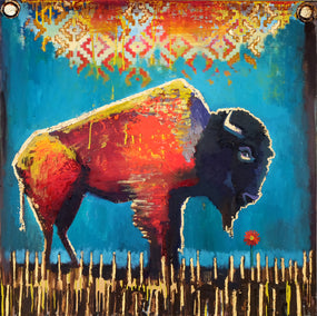 mixed media artwork by Scott Dykema titled Red Flower