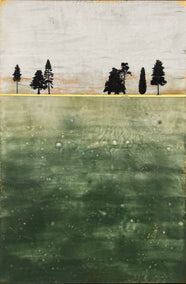 encaustic artwork by Shari Lyon titled Forest Calm
