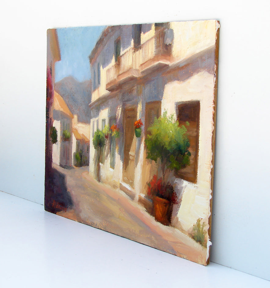 Rustic Building in Estepona by Sherri Aldawood |  Side View of Artwork 