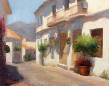 oil painting by Sherri Aldawood titled Rustic Building in Estepona