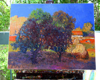 Original art for sale at UGallery.com | In the Farm. Haystack and Trees by Suren Nersisyan | $775 | oil painting | 22' h x 28' w | thumbnail 3
