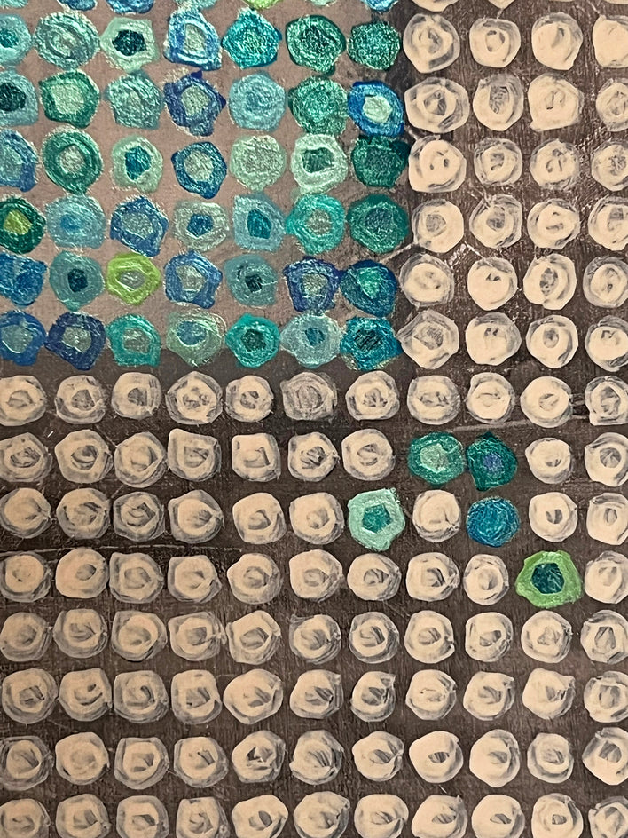 Sand and Sea Glass by Terri Bell |  Closeup View of Artwork 