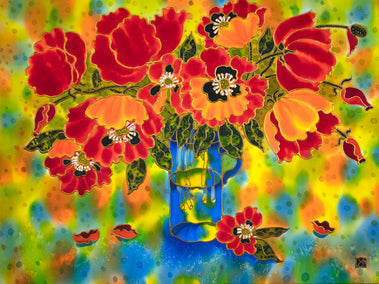 mixed media artwork by Yelena Sidorova titled Vibrant Poppies