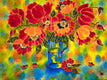 Original art for sale at UGallery.com | Vibrant Poppies by Yelena Sidorova | $600 | mixed media artwork | 18' h x 24' w | thumbnail 1