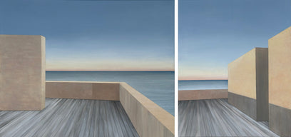 Ocean View from Terrace - Diptych by Zeynep Genc | Artwork Main Image
