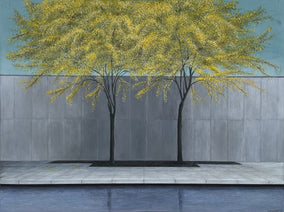 Original art for sale at UGallery.com | Trees in MoMA Sculpture Garden by Zeynep Genc | $2,200 | acrylic painting | 18' h x 24' w