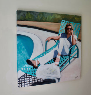 Relaxing at the Pool by Carey Parks |   Closeup View of Artwork 