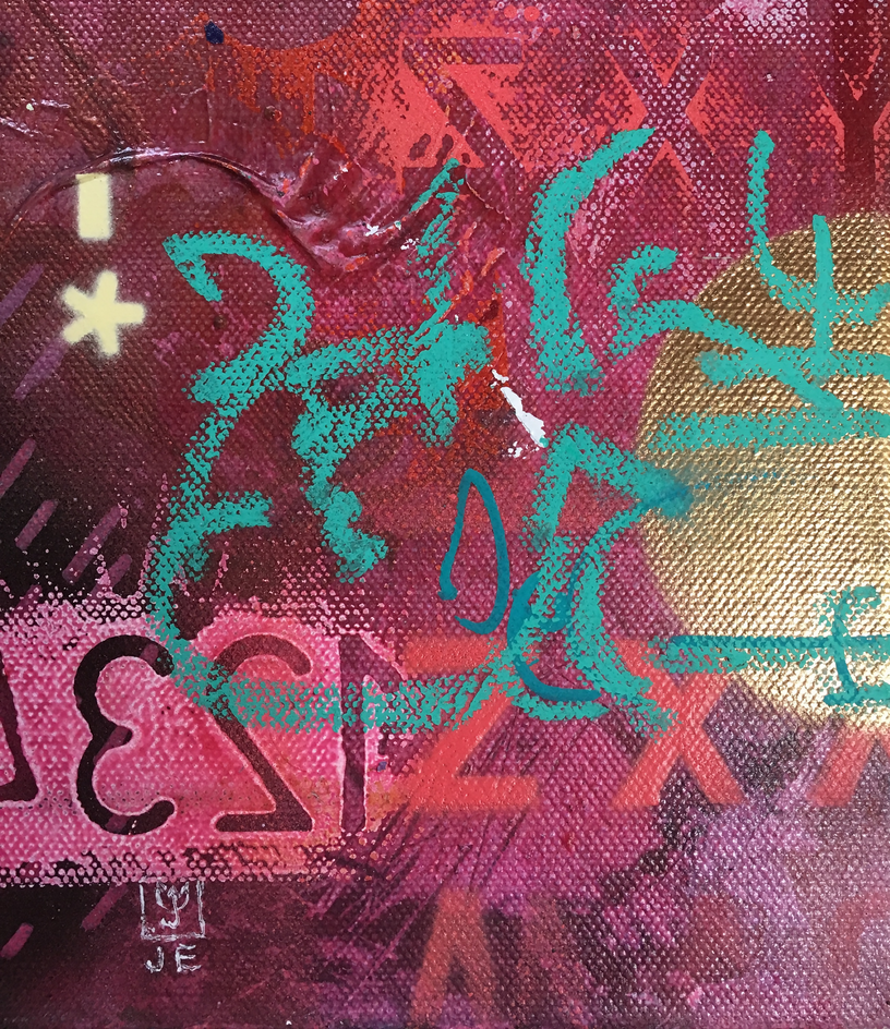 City Glow Nightscape by Janine Etherington |  Closeup View of Artwork 