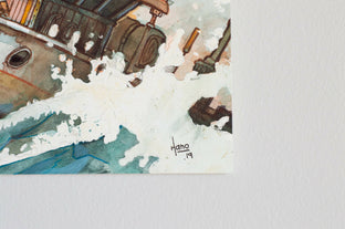 Original art for sale at UGallery.com | Fishing Boat, 3 by Hano Dercksen | $475 | mixed media artwork | 8' h x 14' w | photo 4