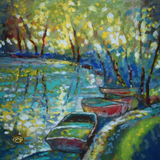 Original art for sale at UGallery.com | Summer Boats 2 by Kip Decker | $2,400 | acrylic painting | 30' h x 30' w | photo 1